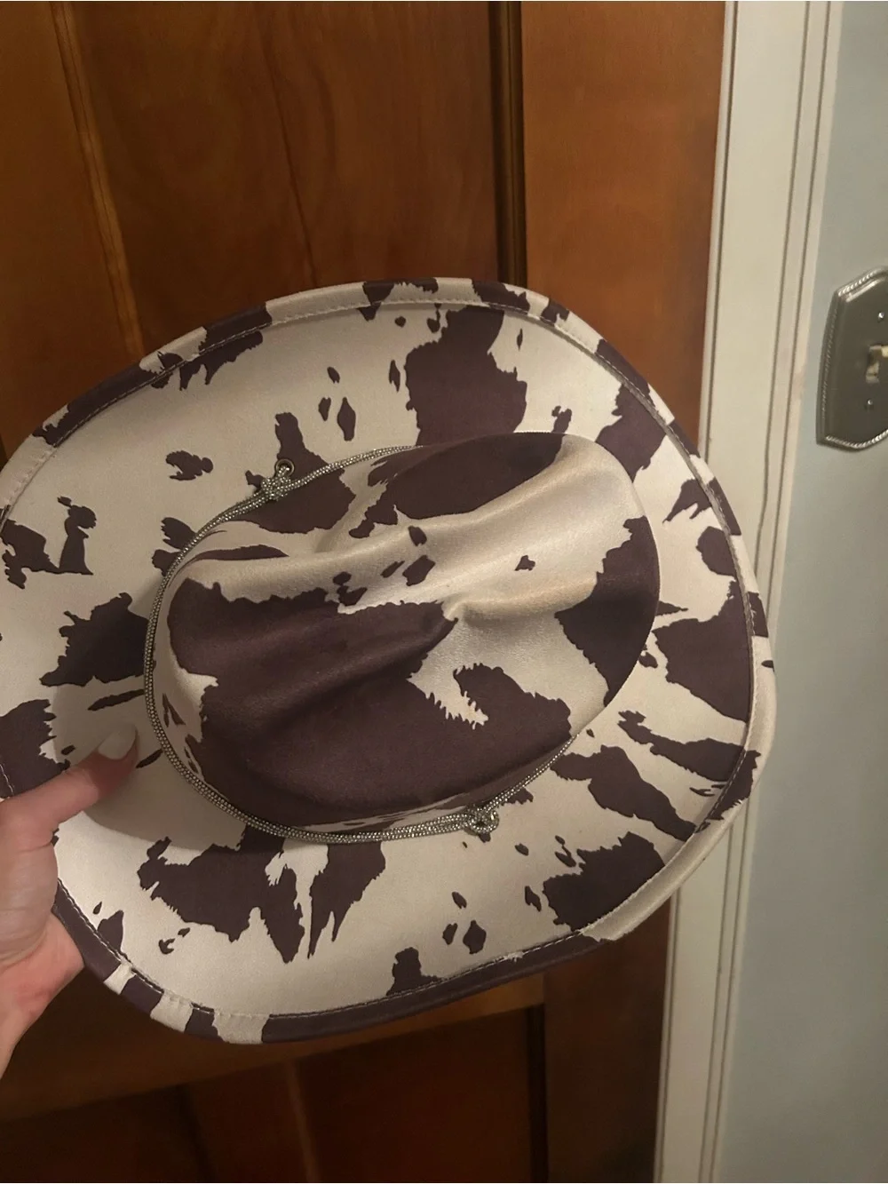Cowprint Western Hat - Brown & Cream